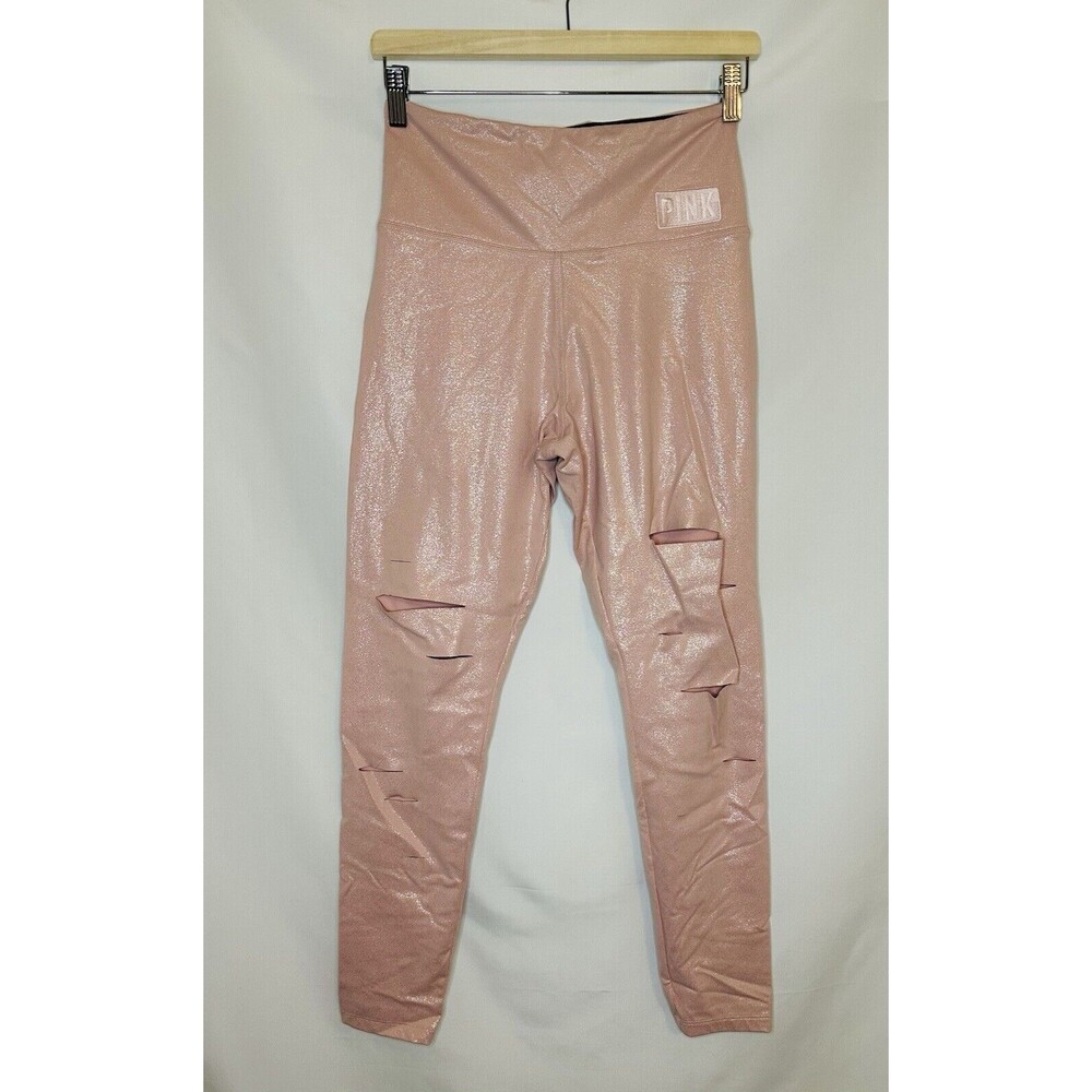 Victoria's Secret Pink Ultimate Slash Street‎ Pink Glitter Leggings MEDIUM